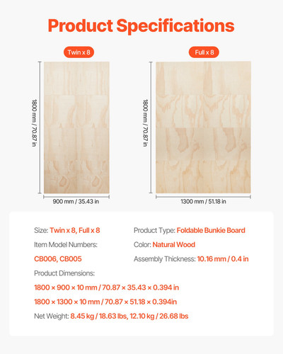 Full size bunkie - size, board